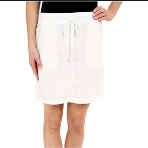 TOMMY BAHAMA White Linen Skirt Front Zip W/Drawstring front & rear pockets sz 12